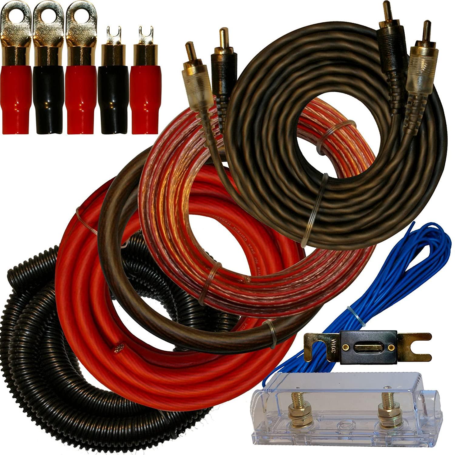 IMC Audio, 0 Gauge Amplfier Power Kit for Amp Install Wiring Complete 1/0 Ga Cables 4500W