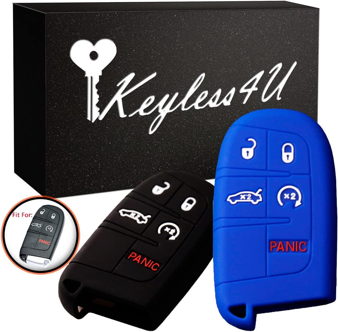 Keyless4U, 2Pcs Jeep 5 Buttons Blue